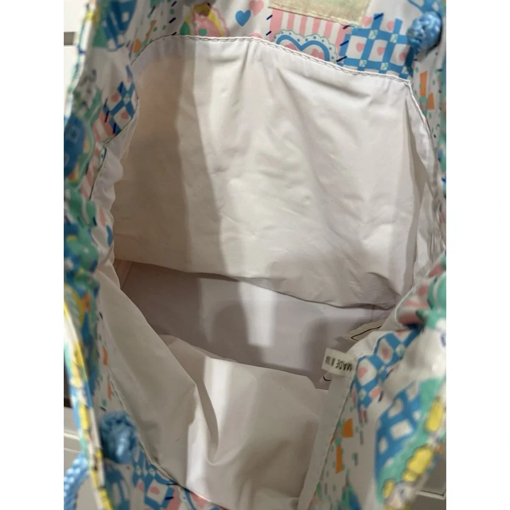 Vtg Vinyl Spectrum Diaper Bag Tote Teddy Bears Cat Rooster Pastel 90s